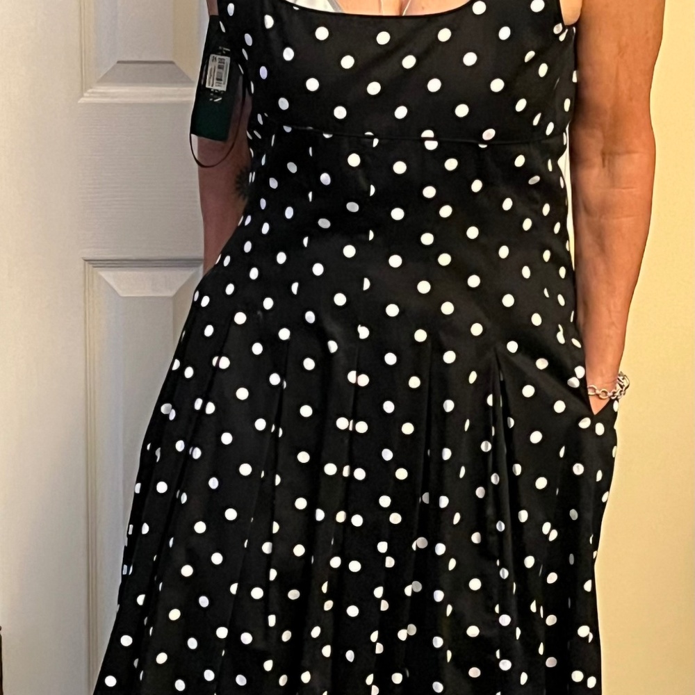 Black and white polka dot dress by Lauren. Size 12.